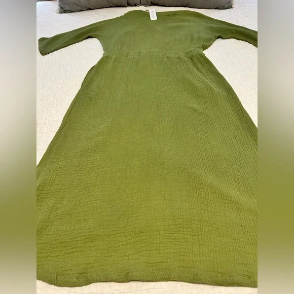 NWT SOFT SURROUNDINGS Drina Gauze Button Front Midi Dress Fern‎ Green Sz Medium - Picture 12 of 12